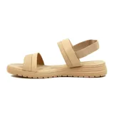 Sandalias bajas Ramarim color almendra, con diseño de dos tiras en el empeine y pulsera elástica en el talón.
