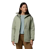 Campera larga impermeable y transpirable de la marca Columbia, modelo Hikebound II. Cuenta con aislamiento sintético, forro con tecnología termorreflectante Omni-Heat, capucha ajustable, cierre frontal bidireccional con solapa protectora y bolsillos laterales con cierre.