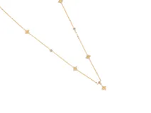 Collar de acero con baño de oro y circonias. Largo del collar: 40cm más 4.5cm de alargue.