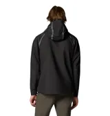 Campera impermeable Columbia modelo Reign No Shine Jkt Outdry, de color negro con capucha ajustable y cierre frontal con cremallera. Presenta un acabado mate, costuras selladas visibles en contraste gris y tecnología OutDry Extreme para mayor protección contra la lluvia.