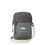 Bolso bandolera Rip Curl Slim Pouch Classic Surf, color gris con logo estampado en el frente y correa ajustable color beige.