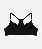 Soutien push up color negro de microfibra, con copa preformada, espalda estilo nadador y cierre frontal metálico.