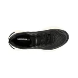 Championes de running Merrell Morphlite, diseñados para terrenos mixtos de carretera y montaña. Presentan un diseño en color negro con entresuela blanca, confeccionados con empeine de jacquard, forro de malla transpirable y suela de goma adherente para mayor tracción.