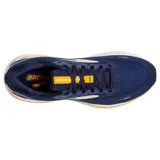 Championes de running Brooks Adrenaline GTS 23, color azul marino con detalles en naranja y blanco.