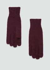 Guantes de tejido de punto en color bordó, con puño acanalado elástico para un ajuste cómodo.
