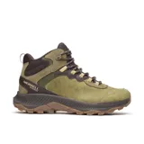 Bota de senderismo Merrell modelo Speed Strike 2 Ltr, de diseño deportivo y caña media. Confeccionada en cuero y ante impermeable en tono verde oliva, con detalles en marrón oscuro. Cuenta con suela de goma adherente y entresuela de espuma EVA para mayor estabilidad.