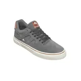 Zapatillas grises de skate Emerica Tilt G6 Vulc, con detalles en marrón y suela blanca.