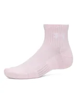 Medias deportivas de corte quarter, color rosado, con logo de la marca bordado en el tobillo. Confeccionadas en tejido de mezcla de algodón con paneles de malla para mayor transpirabilidad, amortiguación en la planta del pie y banda de soporte en el arco.