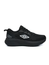 Championes de running Umbro modelo Cirov para hombre, color negro con el logo de la marca en blanco en el lateral y entresuela alta amortiguada.