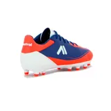 Championes de fútbol Austral modelo Blast, con diseño en azul y naranja, suela con tapones y cordones azules.