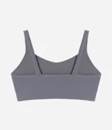 Soutien top de microfibra color lila, sin relleno, con textura acanalada y detalles de trenzas, de tirantes finos.