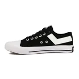 Championes urbanos Pony de lona color negro con detalles en blanco, acordonados y suela de goma.