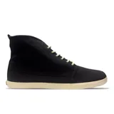 Zapatillas Reef de caña alta, color negro, con cordones blancos y suela color crema.