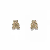 Par de aros dorados con forma de oso, cubiertos de circonitas.