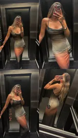 Vestido largo de fiesta con breteles finos, escote drapeado y corte al bies. Confeccionado en doble tela de microtul elastizado con efecto degradé en tonos verde oliva, beige y negro.