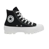Championes Converse Chuck Taylor All Star Lugged, color negro con suela blanca de goma con plataforma y diseño dentado.