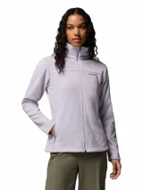 Campera de polar Columbia modelo Fast Trek II, color lila, con cierre frontal completo, cuello alto y bolsillos laterales con cierre.