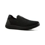 Zapatilla urbana color beige, con capellada tejida con pequeños apliques brillantes, sin cordones y con plantilla de cuero.