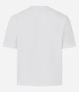 Remera blanca de algodón con cuello redondo y manga corta, con pequeños corazones bordados distribuidos por toda la prenda.