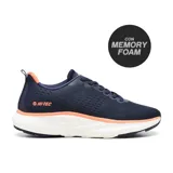 Championes deportivos Hi-Tec London H02, color azul marino con detalles en naranja y suela blanca.
