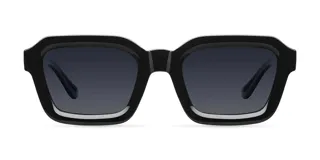 Lentes de sol cuadrados negros con armazón grueso de policarbonato francés y lentes polarizados japoneses con protección UV 400, antirayaduras y film súper hidrofóbico.