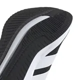 Championes de running Adidas Galaxy 7 W para mujer, con diseño en color negro y detalles en blanco. Presentan un empeine de malla textil resistente, cierre con cordones y mediasuela con tecnología Cloudfoam para una amortiguación superior y una pisada suave.