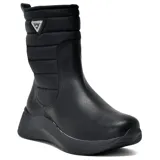 Bota de caña media color negro, con puntera redondeada y plataforma.