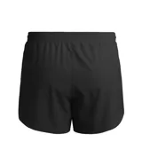 Short deportivo Adidas de running para mujer, color negro, con cintura elástica y logo de la marca estampado en blanco en la pierna derecha.