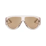 Lentes de sol York con diseño oversize moderno, fabricados con plástico reciclado (RPET), armazón translúcido color tostado y lentes marrones con filtro UV 400.