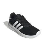 Championes adidas Lite Racer 3.0 de diseño deportivo, confeccionados en malla transpirable color negro con las icónicas tres bandas laterales en blanco y suela de espuma blanca.