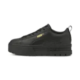 Championes Puma Mayze Classic, color negro, con plataforma y logo dorado.