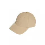 Gorra de béisbol Adidas color beige, con diseño de seis paneles y logo del trébol bordado en el mismo tono en la parte frontal. Cuenta con visera curva y ojales bordados para mayor ventilación.