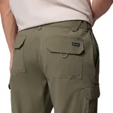 Pantalón cargo de corte recto en color verde oliva, con cintura ajustable mediante cordón y presilla utilitaria. Cuenta con múltiples bolsillos funcionales, incluyendo bolsillos laterales de carga con cierre de velcro y bolsillos de seguridad con cremallera, diseñados con tecnología repelente a la humedad.