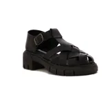 Sandalias de mujer Euro Teens, color negro, con tiras cruzadas y plataforma con suela track.
