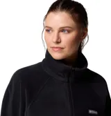 Campera de forro polar Columbia modelo Benton Springs, color negro, con cuello alto, cierre frontal completo, bolsillos laterales con cierre y puños elásticos.