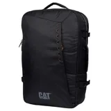 Mochila negra unisex marca CAT, modelo Explorer Cabin Backpack. Cuenta con correas ajustables para los hombros con malla transpirable, asas laterales de tela, asa de tela, bolsillo frontal con cremallera, correa ajustable para el pecho, compartimento principal trasero con bolsillo acolchado para un ordenador portátil y correas de compresión en los laterales. Fabricada con poliéster ripstop 450D.
