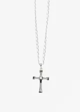 Cadena bilbaína de plata 925 con dije de cruz con incrustaciones de circonias.