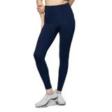 Calza deportiva de tiro alto en color azul marino, con bolsillos laterales integrados y costuras reforzadas.