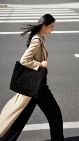 Cartera tipo tote bag color negro de gran capacidad, con asas largas para llevar al hombro y bolsillo exterior frontal.