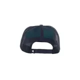 Gorro tipo trucker Hurley modelo Mavericks, color gris con diseño de red en la parte trasera, visera plana y parche frontal con diseño de olas y logo de la marca.