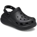 Zuecos Crocs Classic Crush Clog en color beige con plataforma alta, perforaciones superiores para ventilación y personalización, y tira trasera pivotante.