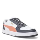 Championes Puma Caven 2.0 de cuero sintético blanco con detalles en gris y celeste.