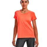 Remera deportiva Under Armour Tech Twist V-Neck color celeste jaspeado, de corte holgado, manga corta y cuello en V.