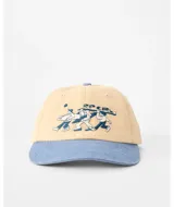 Gorro tipo gorra Rip Curl, modelo Aots Ty Williams, con diseño bicolor en tonos beige y azul, y bordado frontal alusivo al surf.