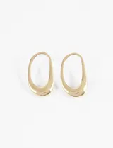 Aros colgantes de acero quirúrgico color dorado, con forma irregular y diseño minimalista.