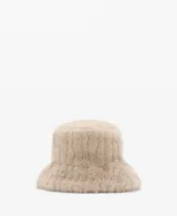 Gorro tipo bucket de efecto pelo en color beige, con forro interior de algodón.