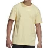 Remera holgada color amarillo pastel de algodón, con logo de Adidas en el pecho.