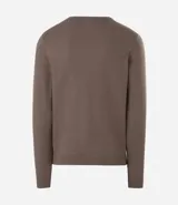 Suéter de punto para hombre, de corte clásico con cuello redondo, puños y bajo acanalados.