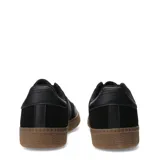 Championes de mujer Miss Carol modelo Lepp Acordonado, color negro con suela de goma marrón clara. Diseño urbano de estilo clásico con bandas laterales y puntera reforzada.