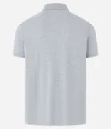 Remera polo de hombre color azul marino, con cuello tradicional, manga corta y textura acanalada vertical.